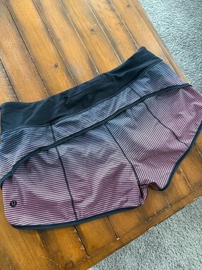 lululemon athletica Pink Striped Athletic Shorts with Black Waistband